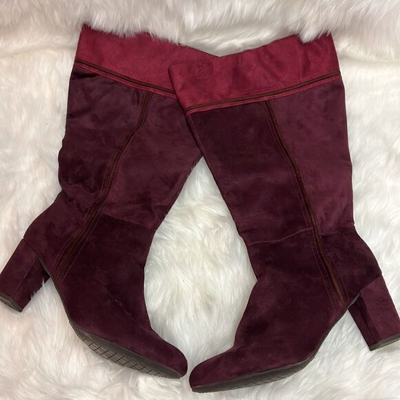 CLOUDWALKERS by AVENUE Sofie Purple Tall Heeled Boots Wide Calf sz 12 W BIN 18 - Picture 2 of 7